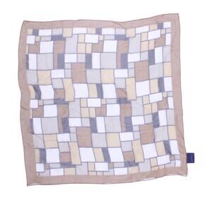 Vintage 90s 100% silk scarf brown square geometric 20x20 fall academic old money